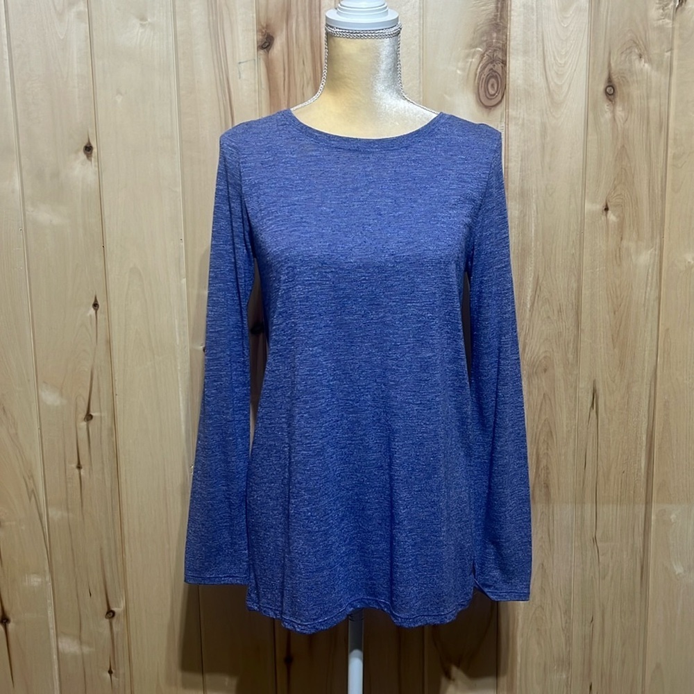 Athleta Purple Marled Long Sleeve Pleat Back Tee Size‎ S